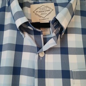 St. John's Bay Navy and White Plaid Men's Shirt